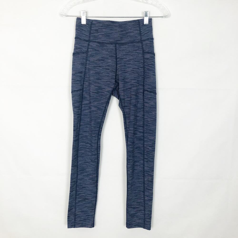 Tek Gear Mid-Rise Athletic Striped Blue Leggings Size S